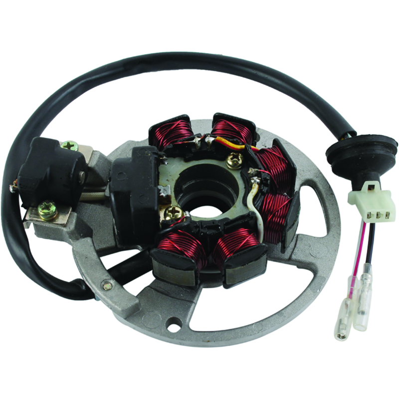 QuadBoss E-TON AXL-90 Thunder Stator for Polaris and E-TON 90 models, close-up of the black electrical component.