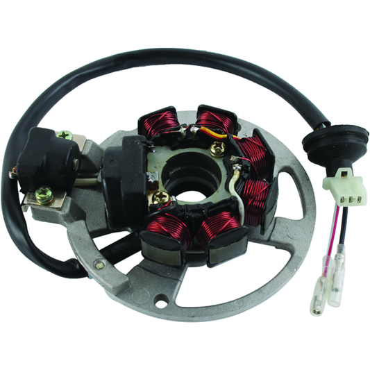 QuadBoss E-TON AXL-90 Thunder Stator for Polaris and E-TON 90 models, close-up of the black electrical component.