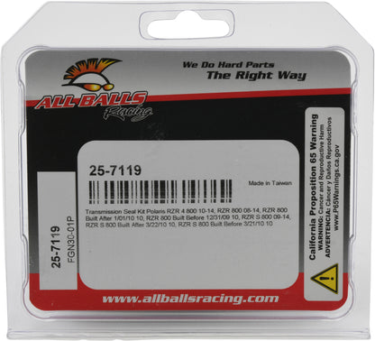 All Balls transmission seal kit for smooth gear shifting, featuring multiple seals and components for motorcycle or vehicle repair.