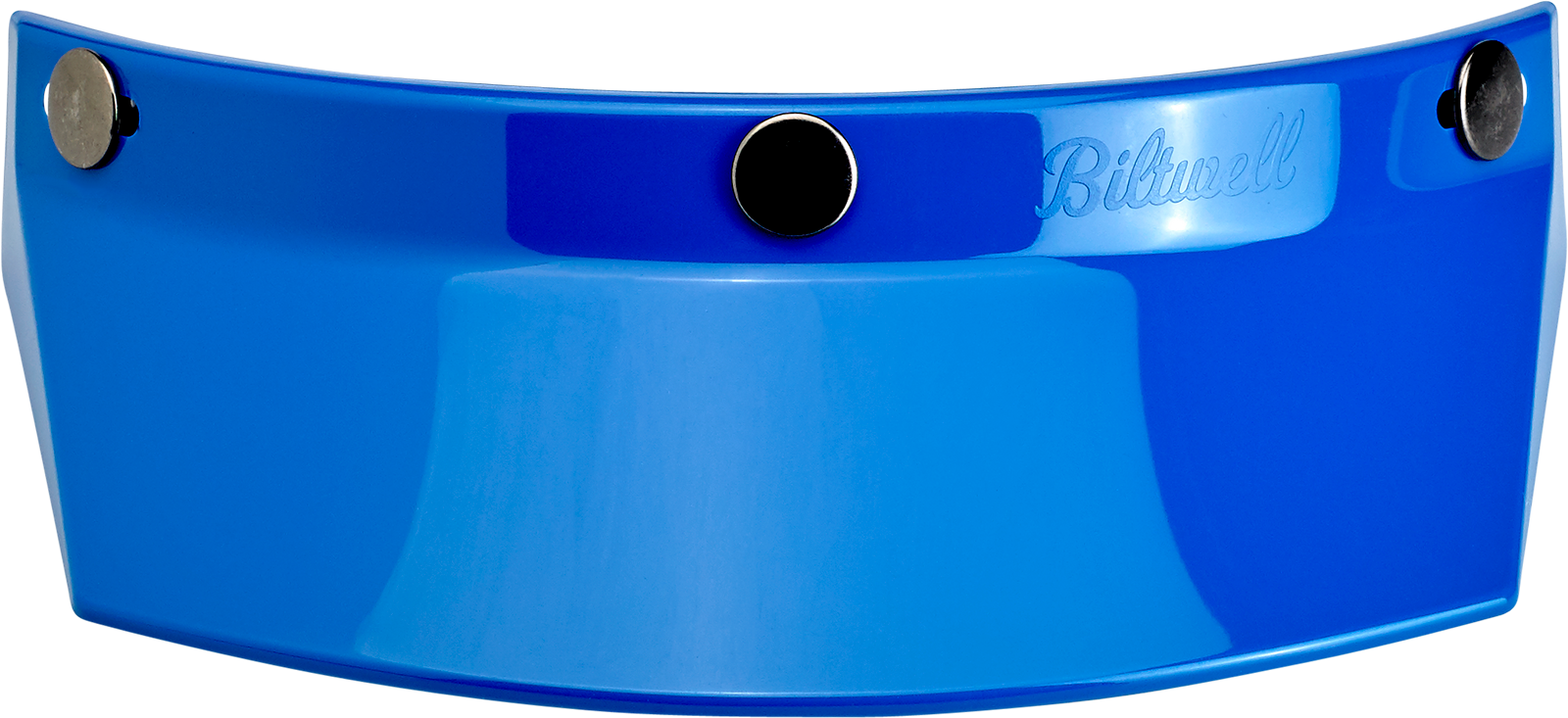 Blue BILTWELL Moto 3-Snap Visor for helmets, designed for 2002-564 models, made by Bill's Exhausts, showing the clear visor.