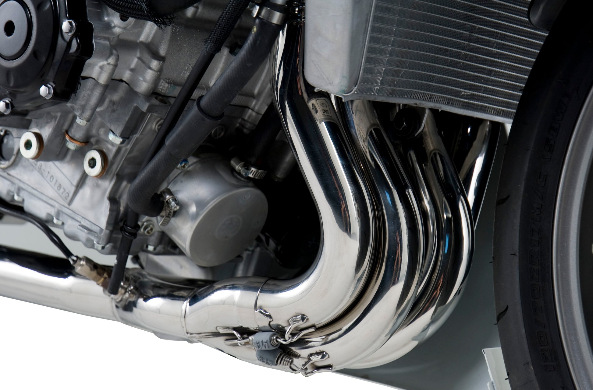 YOSHIMURA Race R 77 full exhaust system with stainless steel and carbon fiber components, featuring polished metal and carbon fiber details