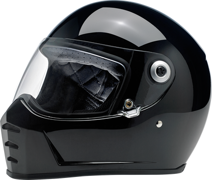 Gloss black BILTWELL Lane Splitter motorcycle helmet, small size, with aerodynamic design and matte finish.