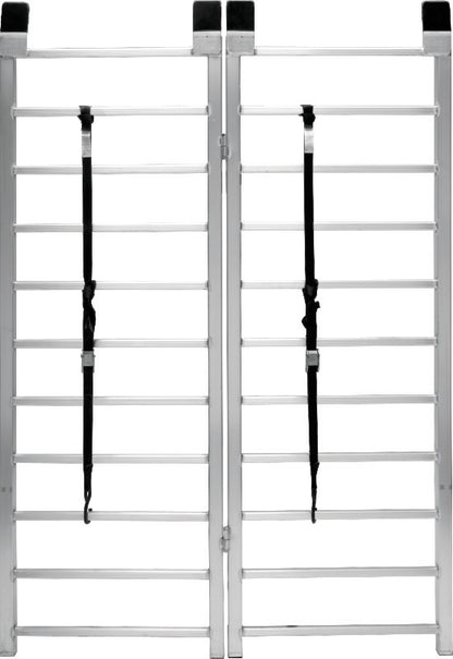QuadBoss Bifold Ramp 50x72 lightweight aluminum power sports ramp with adjustable security straps, ideal for loading vehicles.