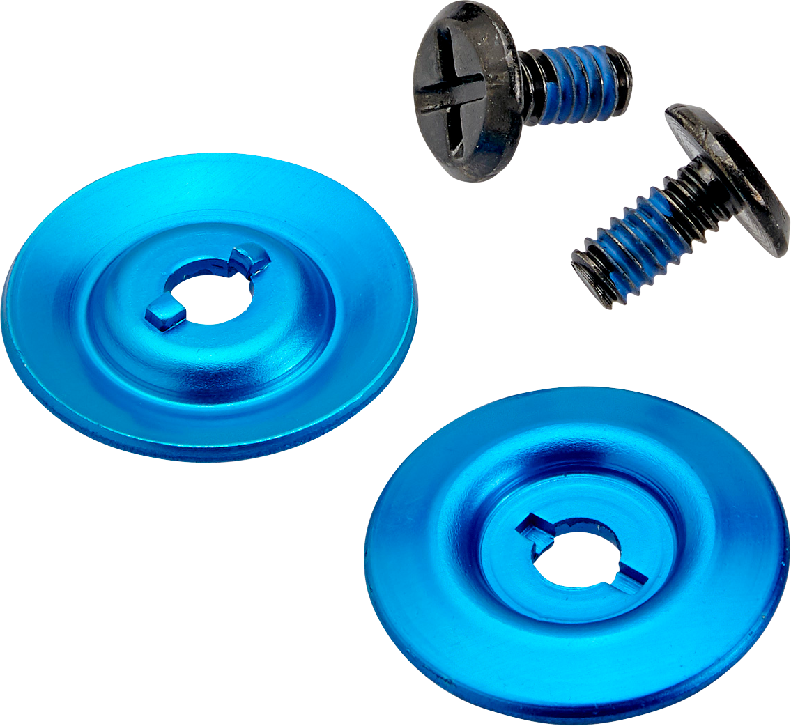 BILTWELL Gen 2 hardware kit with black screws and blue baseplate for helmets, by Bill's Exhausts.