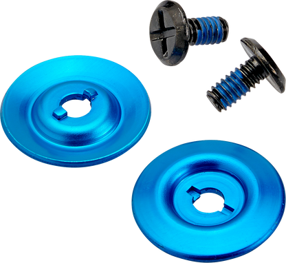 BILTWELL Gen 2 hardware kit with black screws and blue baseplate for helmets, by Bill's Exhausts.