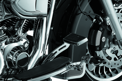 Kuryakyn extended brake pedal girder for Harley Davidson Touring 2008-2009, showing the chrome finish and mounting hardware.