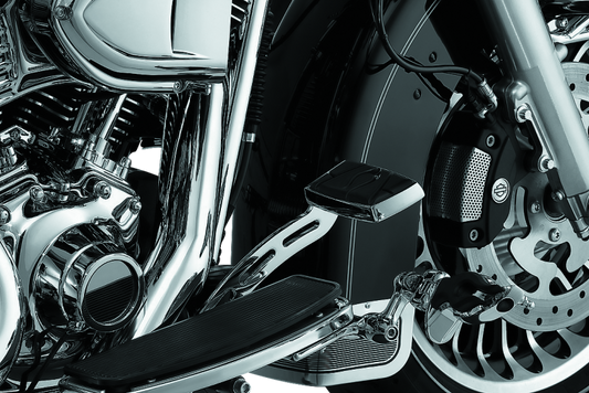 Kuryakyn extended brake pedal girder for Harley Davidson Touring 2008-2009, showing the chrome finish and mounting hardware.
