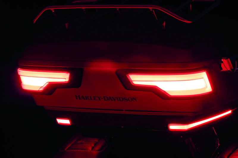 Kuryakyn Tracer Tour Pak rear lights with black smoke lens, motorcycle LED taillights for enhanced visibility and style.