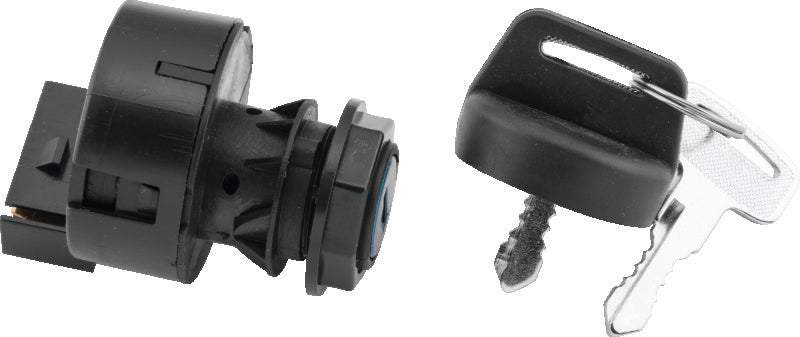 QuadBoss 403159 ignition switch for Polaris Predator 500 and Outlaw 525 IRs, shown installed on the ATV with wiring.