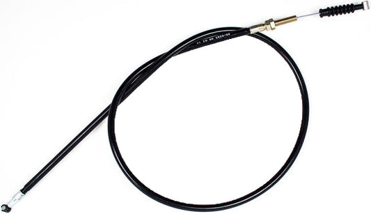 Black vinyl clutch cable by MOTION PRO with longitudinally-wound housing and chrome fittings for motorcycle control.