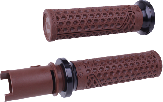 ODI Van's Lock-On grips in brown and black designed for CVO Harley-Davidson 2023-2024 motorcycle handlebar.