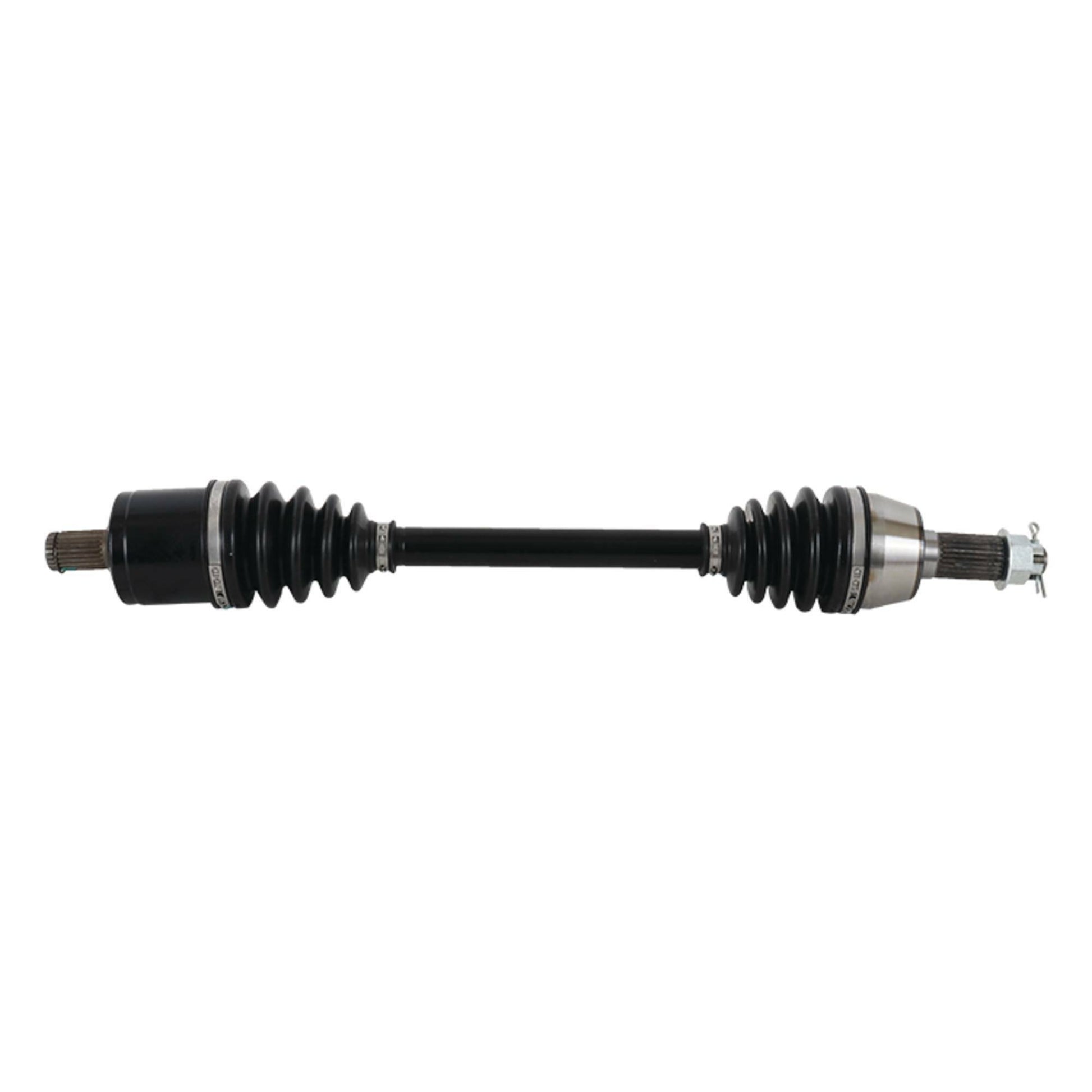 ALL BALLS axle with CV boot kit showing metal axle shaft and rubber CV boot for precise fit and durability