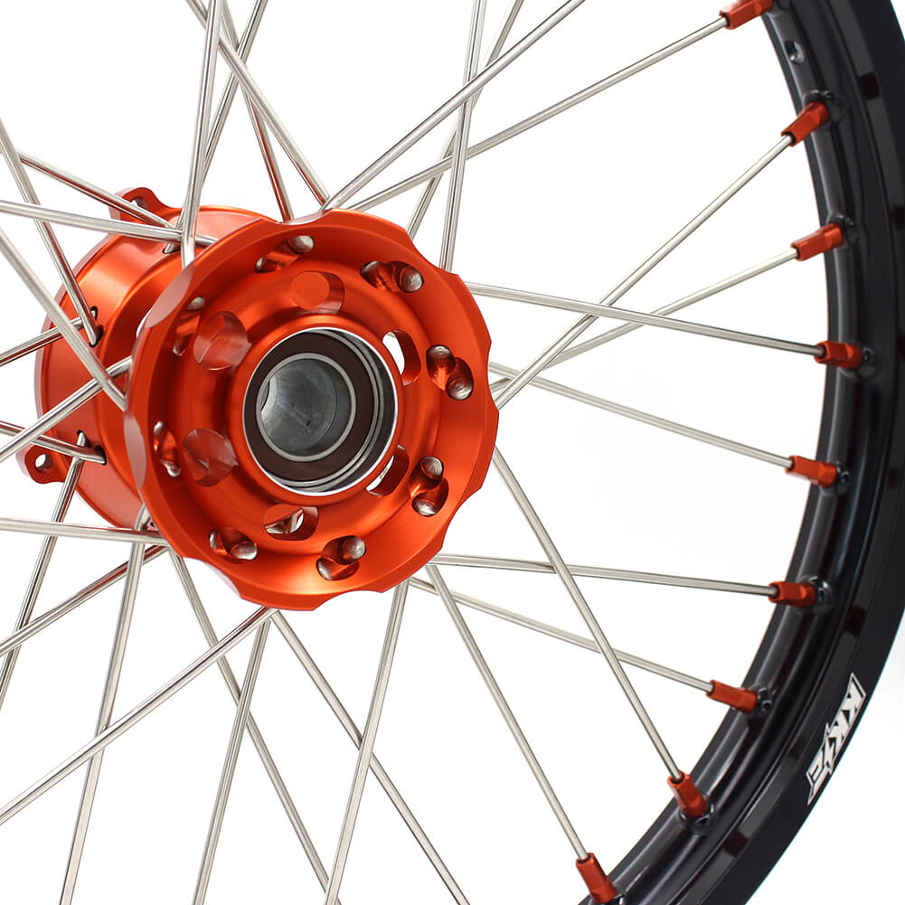 KKE 17"*1.4/14"*1.6 Kid's Big Wheels Rims Fit KTM SX 85 2003-2020 Orange Nipples - Howling Moto
