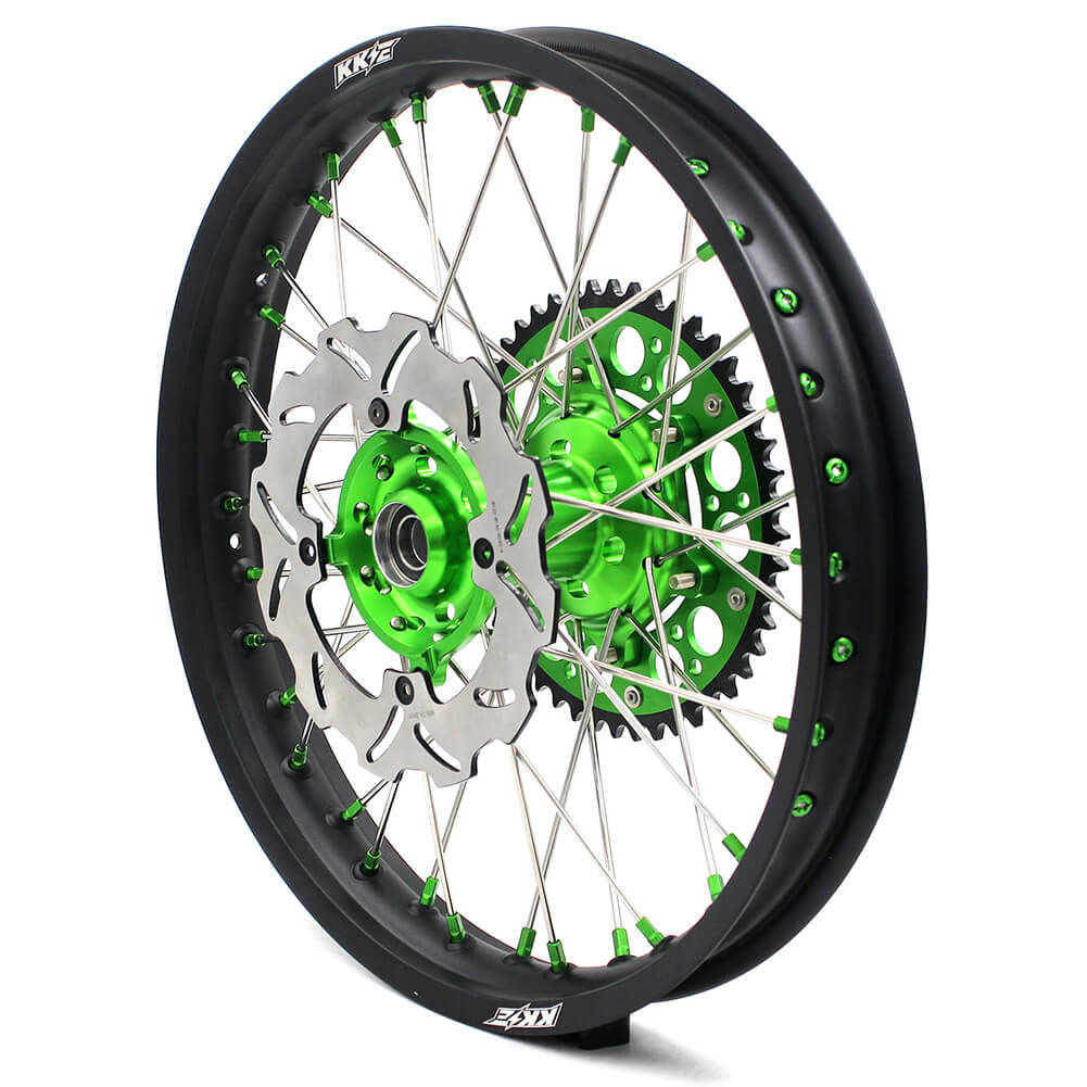 KKE 21 & 19 MX Wheels for Kawasaki KX250F 2019 and 2021 Green Nipple(2020 Excluded) - Howling Moto