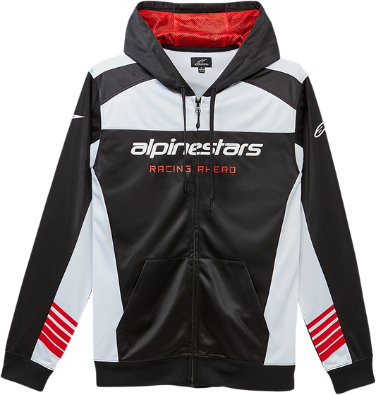 Bill's Exhausts Alpinstars Sessions II hoodie in black and white, medium size, showcasing front view of the casual hoodie.