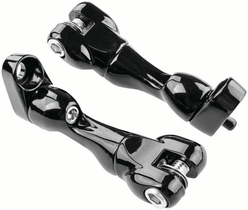Kuryakyn adjustable passenger peg mount for Harley-Davidson touring models, showing the chrome mounting bracket and hardware.