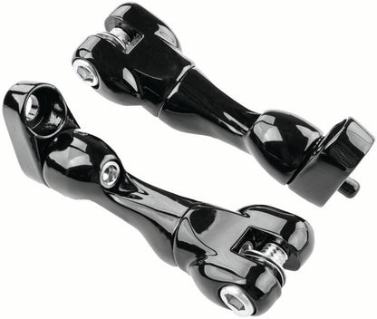 Kuryakyn adjustable passenger peg mount for Harley-Davidson touring models, showing the chrome mounting bracket and hardware.