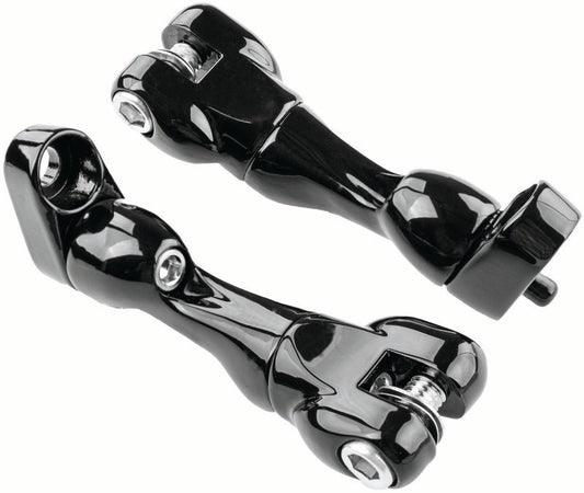 Kuryakyn adjustable passenger peg mount for Harley-Davidson touring models, showing the chrome mounting bracket and hardware.