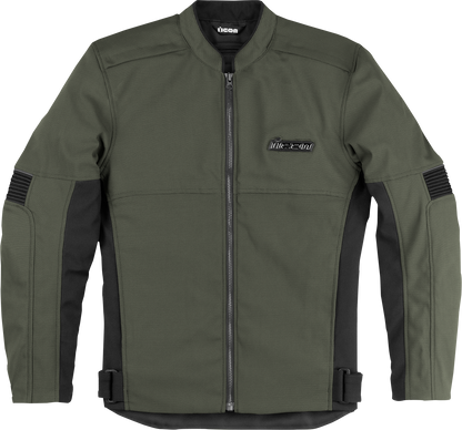 Bill's Exhausts ICON Slabtown Jacket in green, small size, showcasing the stylish, casual jacket with front zipper and collar.