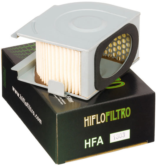 HIFLOFILTRO HFA1303 air filter for high-performance engines, showing the clean, rectangular filter element with black frame.