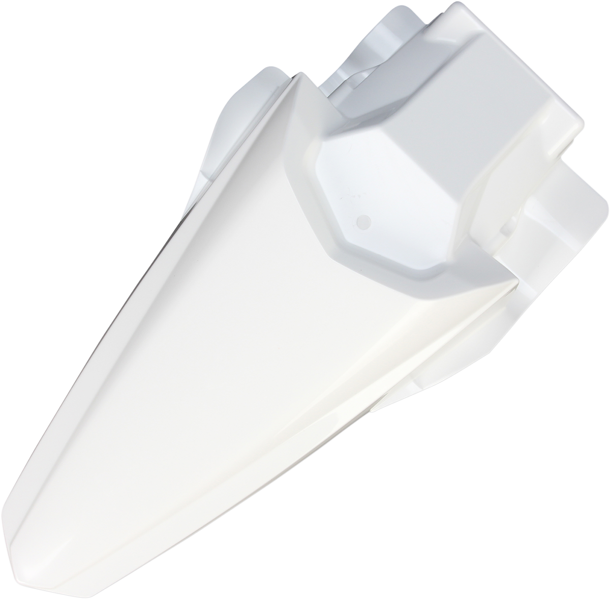 Acerbis white rear fender for motorcycles, body part, designed for durability and style, shown on a motorcycle in the image.