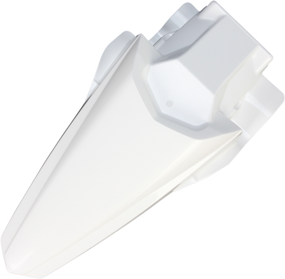 Acerbis white rear fender for motorcycles, body part, designed for durability and style, shown on a motorcycle in the image.