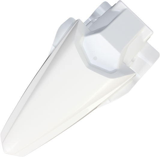 Acerbis white rear fender for motorcycles, body part, designed for durability and style, shown on a motorcycle in the image.