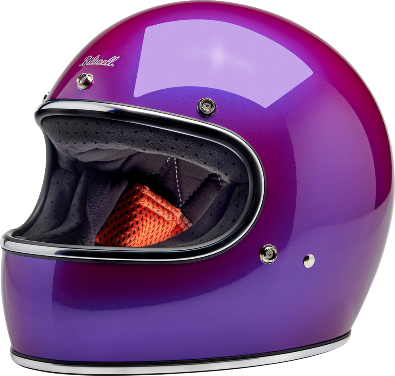 BILTWELL Gringo helmet in metallic grape color, medium size, featuring a sleek motorcycle helmet design with glossy finish.