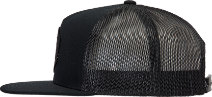 Black ALPINESTARS Bolt Trucker Hat with mesh back and embroidered logo, one size fits most, casual and sporty style.