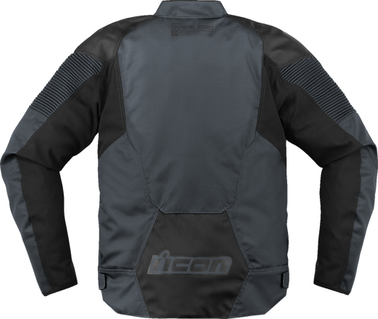 Bill's Exhausts ICON Overlord3™ Jacket in slate color, small size, showcasing the stylish design and fabric texture.