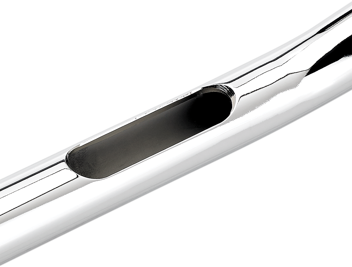 Chrome BILTWELL Tyson XL pullback handlebar for motorcycles, 14-inch width, with a stylish and durable design.