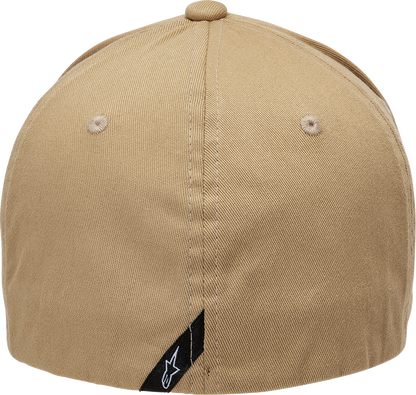 Alpinestars Linear Hat in sand and black, L/XL size, featuring a stylish design with embroidered logo and adjustable strap.