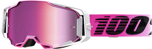 Bill's Exhausts 100% Armega Harmony goggles with red mirror lenses, featuring a sleek design and adjustable strap.