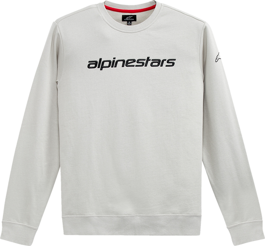 Alpinestars Linear Crew Fleece hoodie in silver and black, medium size, featuring a comfortable fit and stylish design.