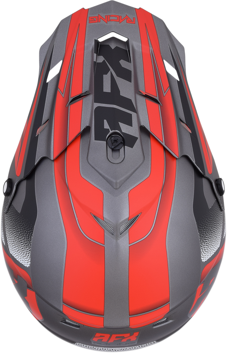 Bill's Exhausts AFX FX-17 Force helmet in frost gray and red, medium size, with a sleek aerodynamic design and clear visor.