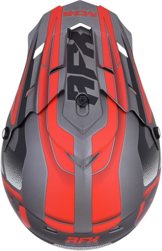 Bill's Exhausts AFX FX-17 Force helmet in frost gray and red, medium size, with a sleek aerodynamic design and clear visor.