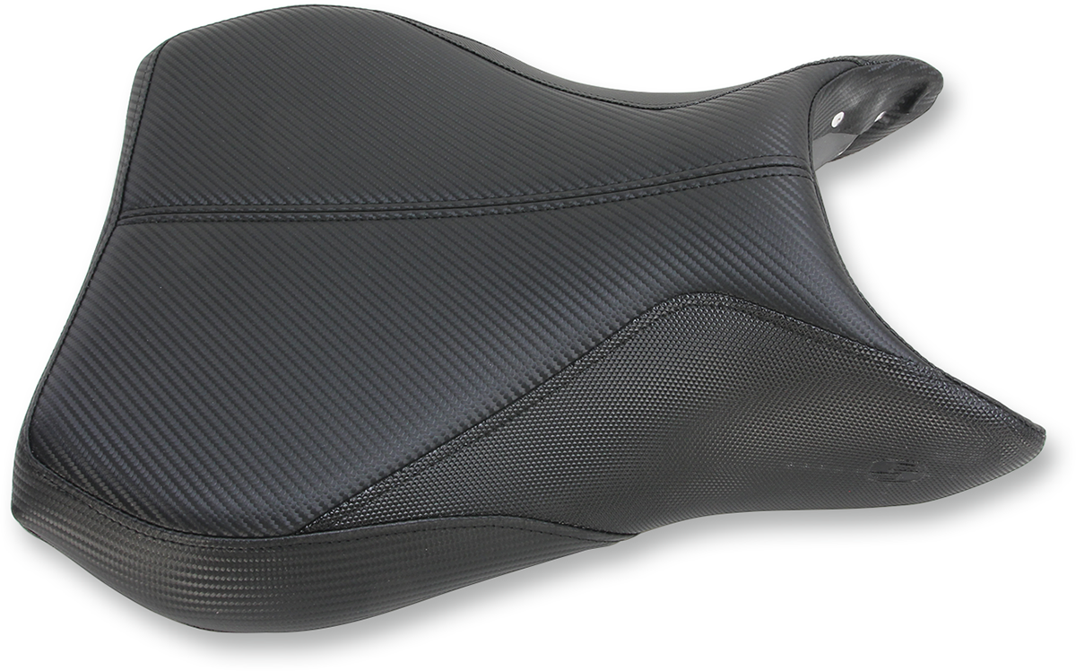 Bill's Exhausts SADDLEMEN GP-V1 motorcycle seat for YZF '03-'10, standard size, black seat with textured surface.
