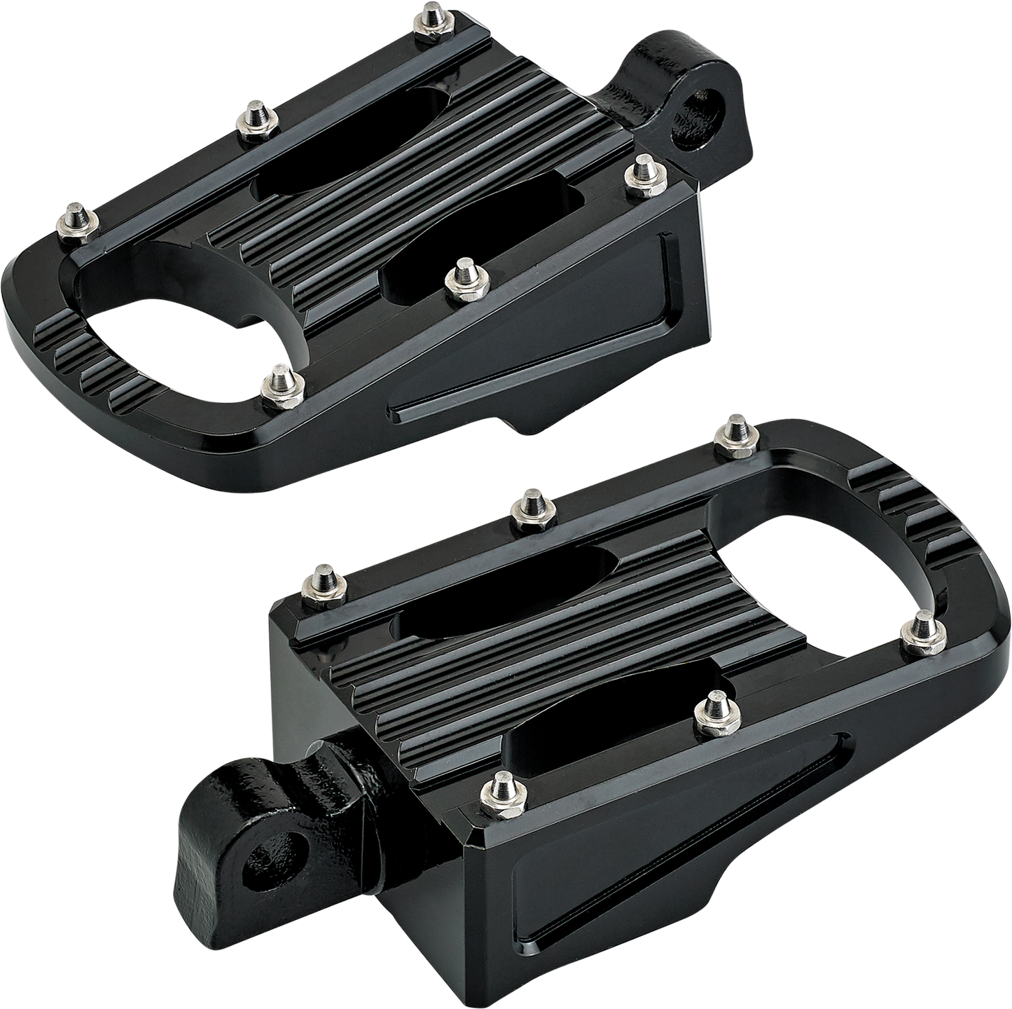 Black BILTWELL Punisher Footpeg for motorcycle, classic design, made from durable 7005-203-01 aluminum, by Bill's Exhausts.