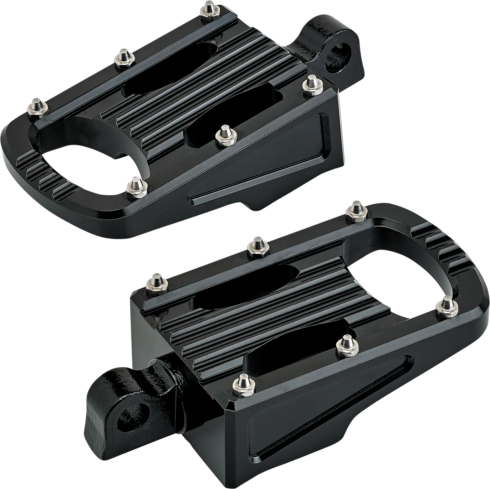 Black BILTWELL Punisher Footpeg for motorcycle, classic design, made from durable 7005-203-01 aluminum, by Bill's Exhausts.