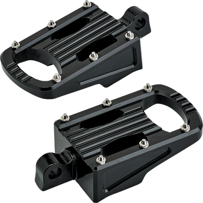 Black BILTWELL Punisher Footpeg for motorcycle, classic design, made from durable 7005-203-01 aluminum, by Bill's Exhausts.