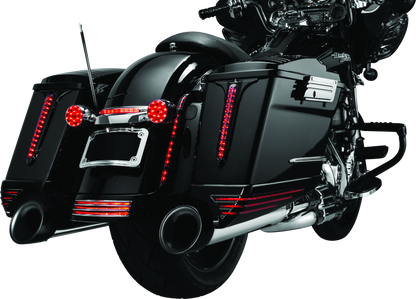 Chrome Kuryakyn rear fender accents for Harley Davidson FLHX and FLTR models, adding stylish detail to motorcycle fenders.