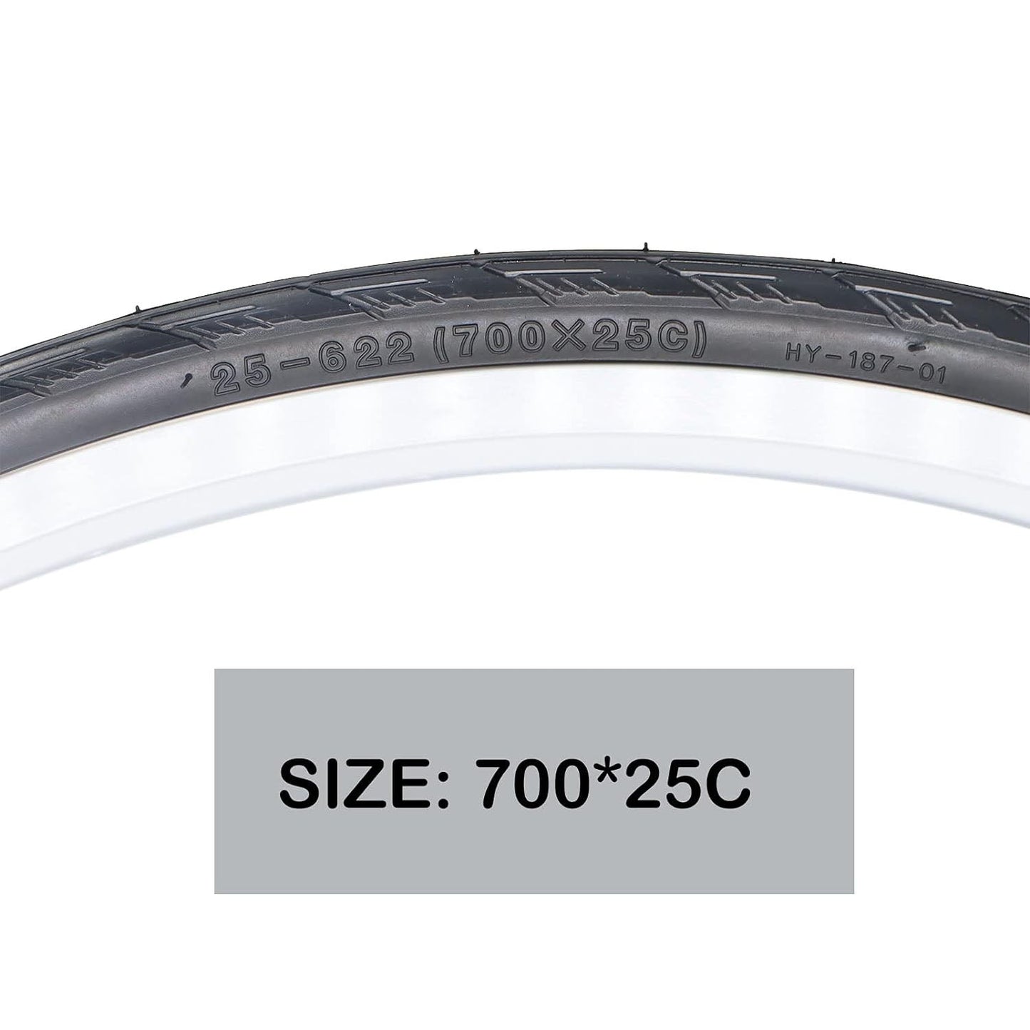 Hycline MoGan 700×25C bicycle tire with black rubber tread and sidewalls, suitable for road cycling and urban biking.