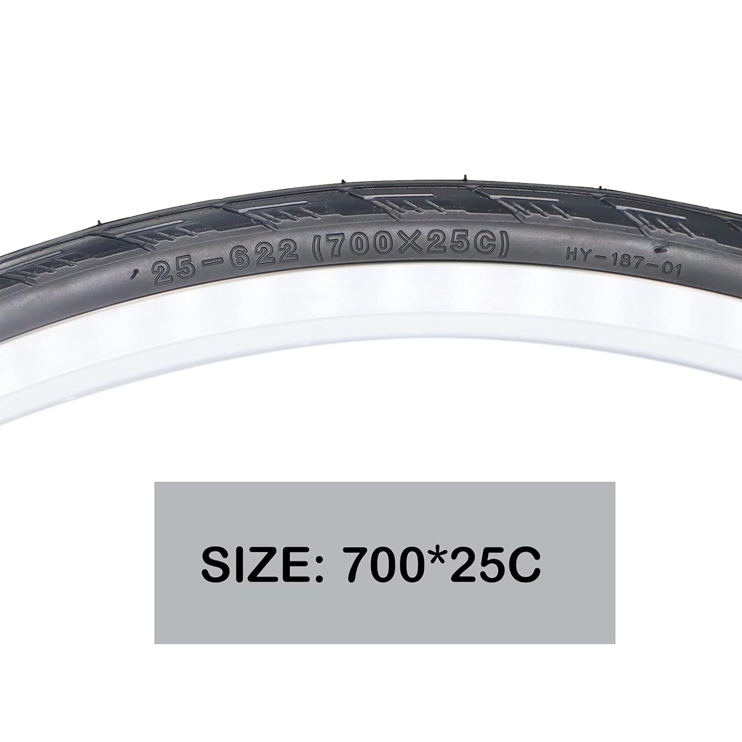 Hycline MoGan 700×25C bicycle tire with black rubber tread and sidewalls, suitable for road cycling and urban biking.