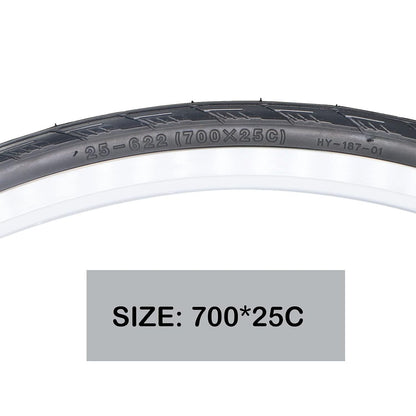 Hycline MoGan 700×25C bicycle tire with black rubber tread and sidewalls, suitable for road cycling and urban biking.