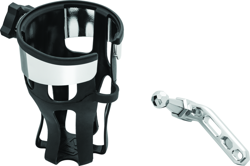 Kuryakyn Reflex Drink Holder perch mount in chrome, secure and adjustable beverage holder for powersports vehicles.
