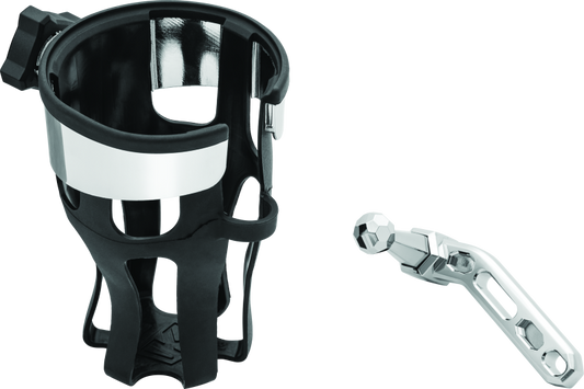 Kuryakyn Reflex Drink Holder perch mount in chrome, secure and adjustable beverage holder for powersports vehicles.