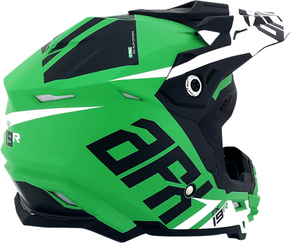 Bill's Exhausts AFX FX-19R racing helmet in matte green, medium size, with sleek aerodynamic design and clear visor.