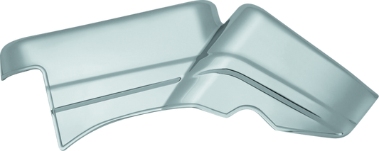 Kuryakyn chrome cylinder base cover for Indian Motorcycle models, showcasing shiny, detailed motorcycle engine protection.