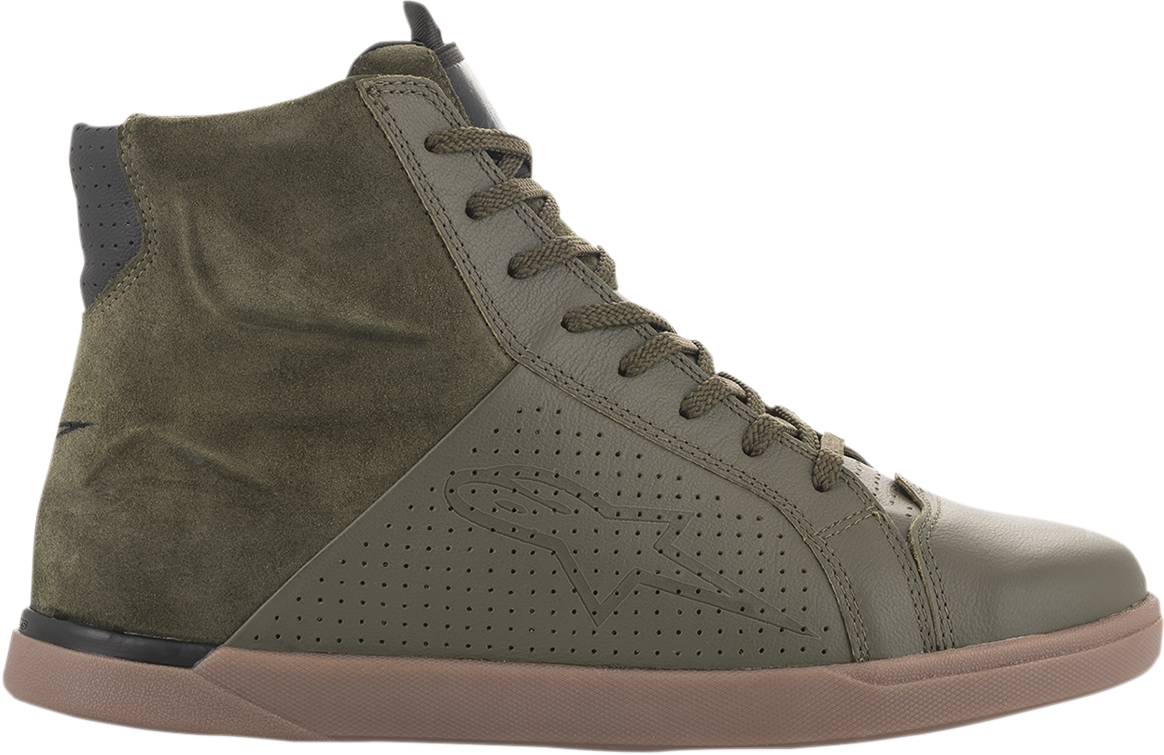 Alpinestars Jam Air shoes in military green with black accents, US 9, showcasing breathable mesh and sporty design.