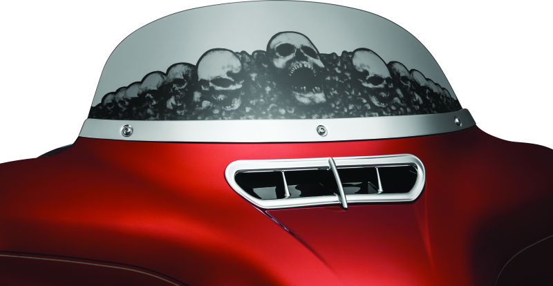 Kuryakyn chrome Smooth Windshield Trim for Harley-Davidson Touring models, showcasing sleek, polished motorcycle accessory design.